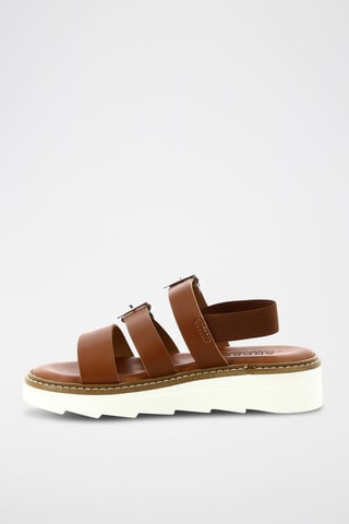 Sandálias de cunha em couro Fiona - Camel