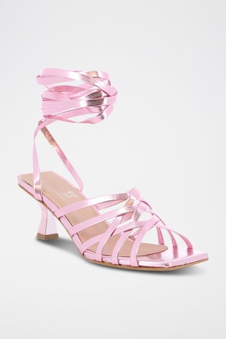 Sandálias de salto em couro Emilya - Rosa