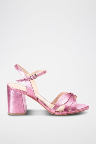 Sandálias de salto em couro Evanie - Rosa