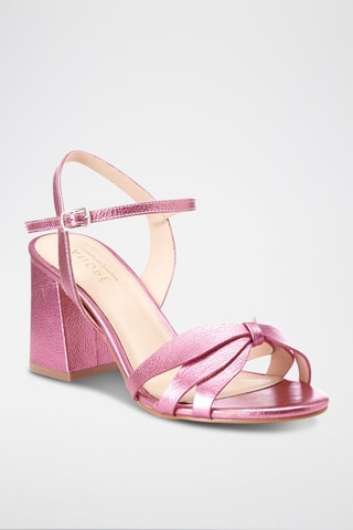 Sandálias de salto em couro Evanie - Rosa