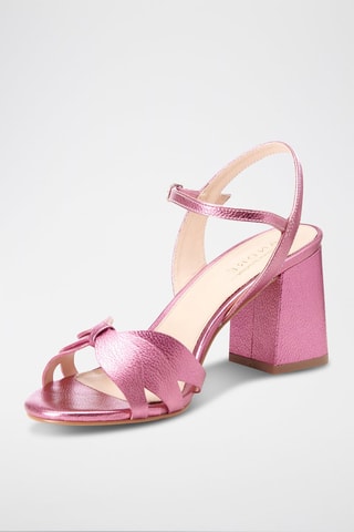 Sandálias de salto em couro Evanie - Rosa