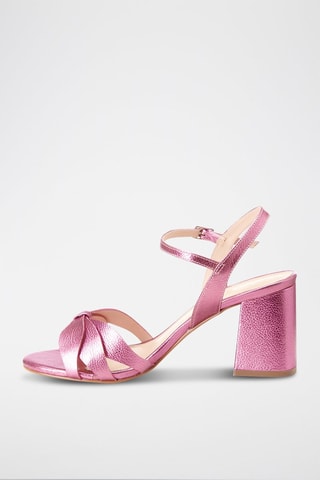 Sandálias de salto em couro Evanie - Rosa