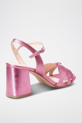 Sandálias de salto em couro Evanie - Rosa