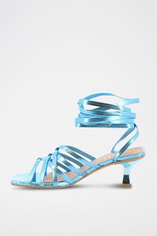 Sandálias de salto em couro Emilya - Azul