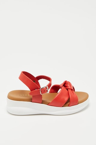 Sandálias com cunha em couro Norata - Vermelho