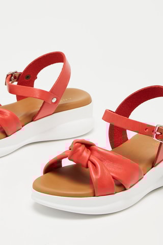 Sandálias com cunha em couro Norata - Vermelho