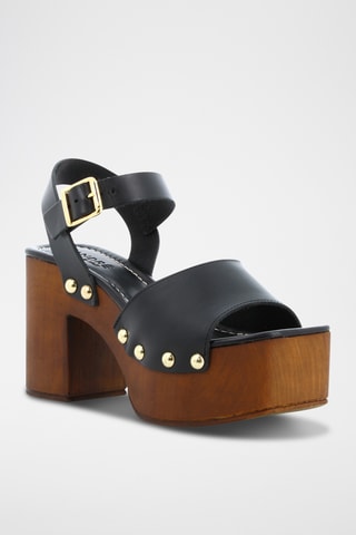 Sandálias de salto em couro Brida - Preto