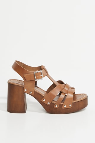 Sandálias de salto em couro Eriva - Castanho