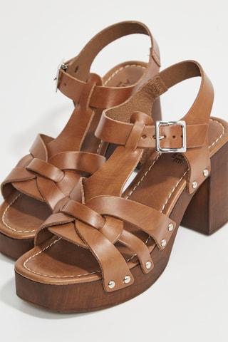 Sandálias de salto em couro Eriva - Castanho