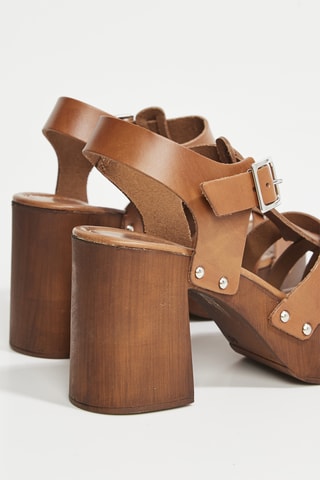 Sandálias de salto em couro Eriva - Castanho