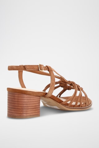 Sandálias de salto em couro Edna - Camel