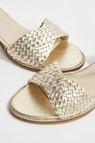 Sandálias de salto em couro de cabra Rayonata - Dourado