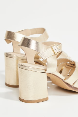 Sandálias de salto em couro de cabra Lili - Dourado