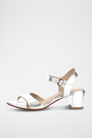 Sandálias de salto em couro Liza - Prateado