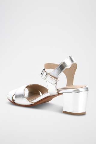 Sandálias de salto em couro Liza - Prateado