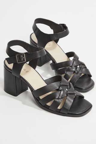 Sandálias de salto em couro de cabra Lili - Preto