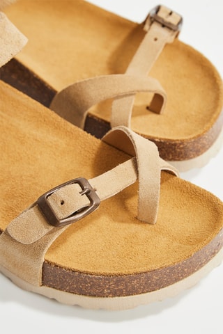 Sandálias em raspa de nobuck Luisa - Bege