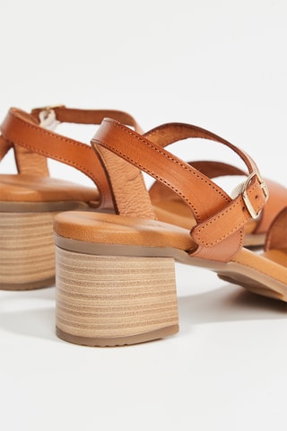 Sandálias de salto em couro Rya - Camel