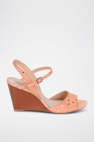 Sandálias de cunha em nobuck Becky - Rosa