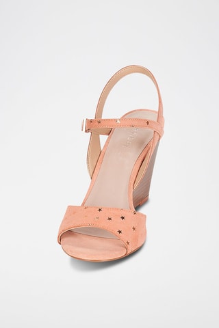 Sandálias de cunha em nobuck Becky - Rosa
