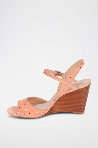 Sandálias de cunha em nobuck Becky - Rosa