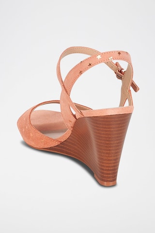 Sandálias de cunha em nobuck Becky - Rosa