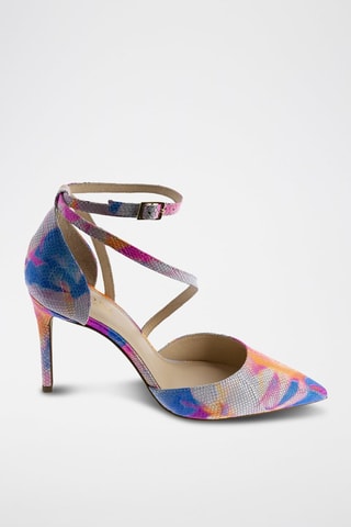 Sandálias de salto tye and dye em couro Endiablee Laranja e fúcsia