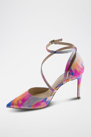 Sandálias de salto tye and dye em couro Endiablee Laranja e fúcsia