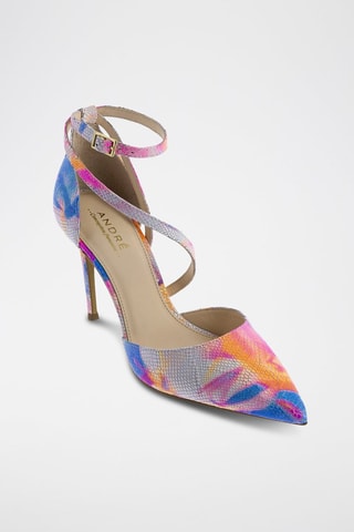 Sandálias de salto tye and dye em couro Endiablee Laranja e fúcsia