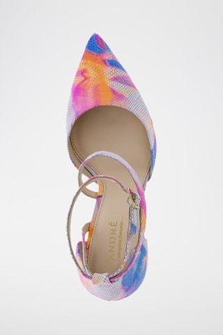 Sandálias de salto tye and dye em couro Endiablee Laranja e fúcsia