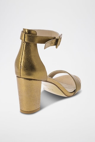 Sandálias de salto em couro Bertille - Dourado