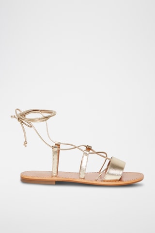 Sandálias romanas em couro de cabra Cobalt - Dourado