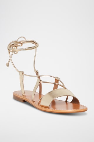 Sandálias romanas em couro de cabra Cobalt - Dourado