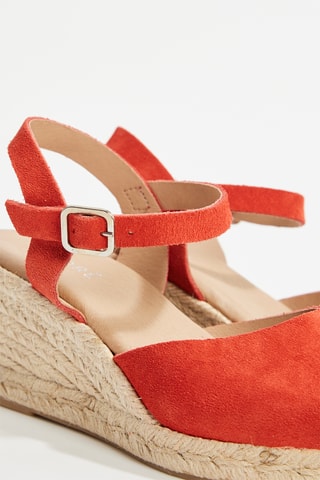 Sandálias com cunha em raspa de couro Joanna - Laranja