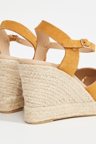 Sandálias com cunha em raspa de couro Judith - Camel