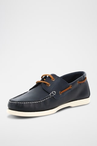 Sapatos de vela em couro Yann - Azul-marinho