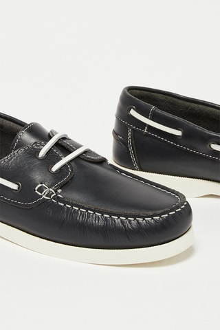 Sapatos de vela em couro Nauting - Azul-marinho