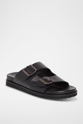 Mules em couro Johan - Preto
