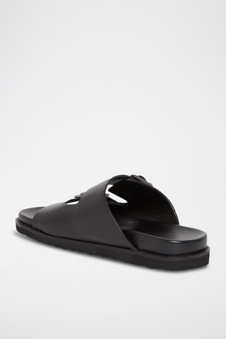 Mules em couro Johan - Preto