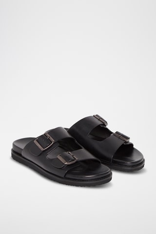 Mules em couro Johan - Preto