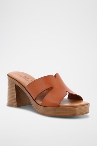 Mules de salto em couro Elena - Camel