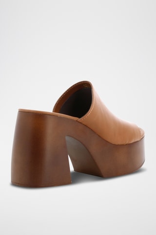 Mules de salto em couro Daisy - Castanho-claro