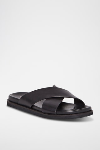 Mules em couro Ben - Preto