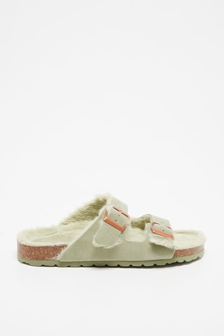 Mules forrados em nobuck Winnie - Verde-claro