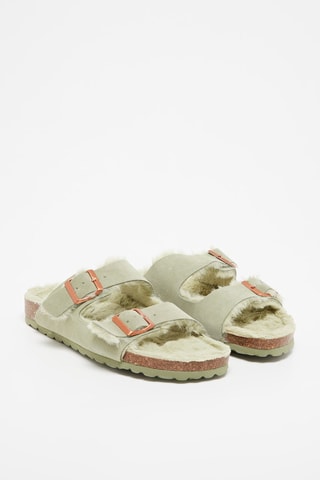 Mules forrados em nobuck Winnie - Verde-claro