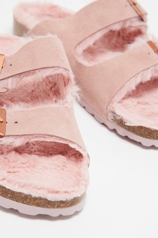 Mules forrados em nobuck Winnie - Rosa