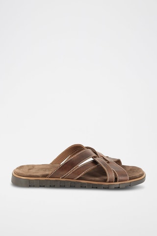 Chinelos em couro Nocario - Castanho