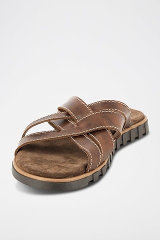 Chinelos em couro Nocario - Castanho