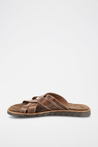 Chinelos em couro Nocario - Castanho