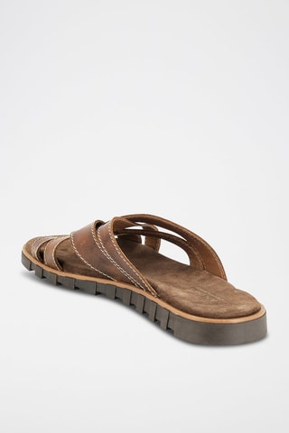 Chinelos em couro Nocario - Castanho